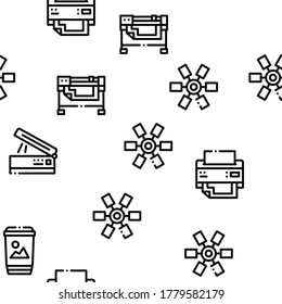 Polygraphy Printing Service Seamless Pattern Vector Thin Line. Illustrations