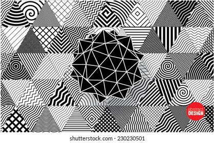 polyhedron on decorative triangles background