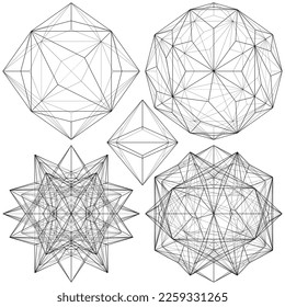 Polyhedron From The Simple To The Complicated Shape Vector 16. Illustration Isolated On White Background. A Vector Illustration Of Geometric Shape.