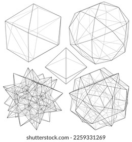 Polyhedron From The Simple To The Complicated Shape Vector 15. Illustration Isolated On White Background. A Vector Illustration Of Geometric Shape.