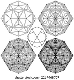 Polyhedron From The Simple To The Complicated Shape Vector 20. Illustration Isolated On White Background. A Vector Illustration Of Geometric Shape. Platonic Solids. Geometric Figures.