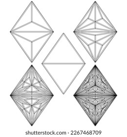 Polyhedron From The Simple To The Complicated Shape Vector 18. Illustration Isolated On White Background. A Vector Illustration Of Geometric Shape. Platonic Solids. Geometric Figures.