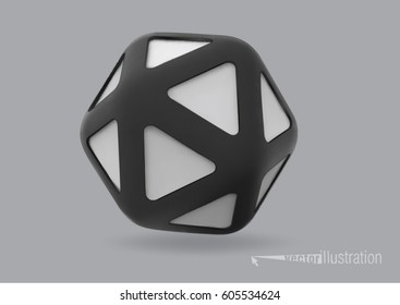 Polyhedron of triangular face with black edge 