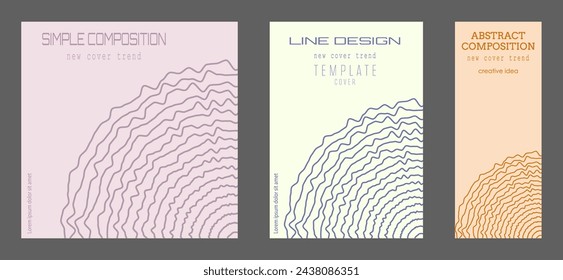 A polyline. A set of colored cover pages for a book, a catalog magazine. A template for a banner, poster and brochure. An abstract version of modern design