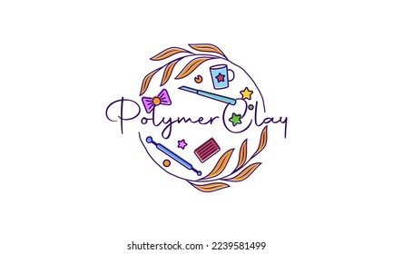 Polymer clay logo. Logo for polymer clay handmade company.