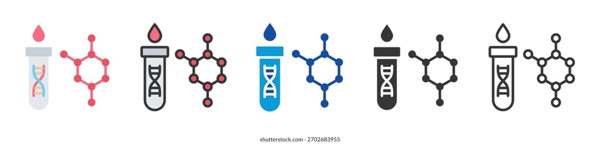 Polymerase-Kettenreaktion Symbol Set Multi-Stil verschiedene Sammlung