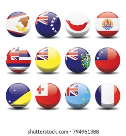 Polynesia country national circle button flags background texture. Vector illustration