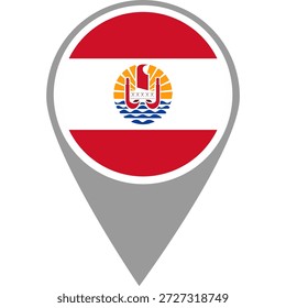Polynesia flag location pin, Polynesia flag on location pin, Polynesia map pointer in high quality