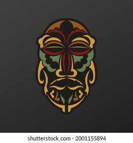 Polynesia mask in baroque color. Luxurious pattern with lace motifs. Isolated. Vector illustration