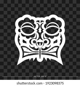 Polynesia mask. The contour of the face or mask of a warrior. For T-shirts and prints. Vector illustration.
