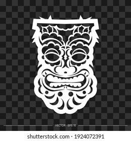 Polynesia mask pattern. The contour of the face or mask of a warrior. Template for print, t-shirt or tattoo. Vector 