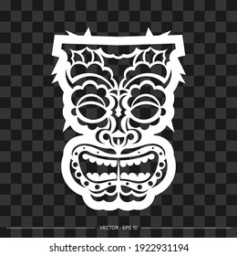 Polynesia mask from patterns. The contour of the face or mask of a warrior. Polynesian, Hawaiian or Maori patterns. Template for print, t-shirt or tattoo. Vector