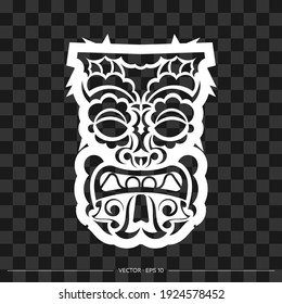 Polynesia mask from patterns. The contour of the face or mask of a warrior. Polynesian, Hawaiian or Maori patterns. For T-shirts, prints and tattoos. Vector