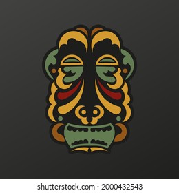 Polynesia totem mask in baroque color. Luxurious pattern with lace motifs. Isolated. Vector illustration