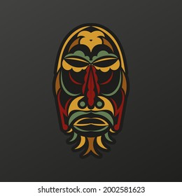 Polynesia totem mask in baroque color. Luxurious pattern with lace motifs. Isolated. Vector illustration