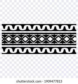 Polynesian Aboriginal ethnic tribal band. Geometric seamless border.