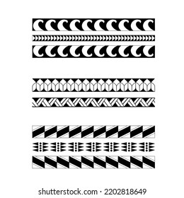 Polynesian armband tattoo stencil. Pattern samoan. Black and white texture. Vector illustration