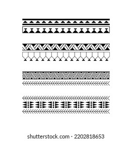 Polynesian armband tattoo stencil. Pattern samoan. Black and white texture. Vector illustration