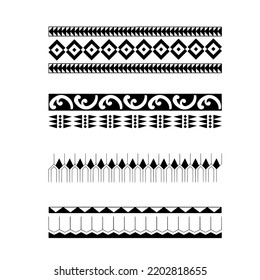 Polynesian armband tattoo stencil. Pattern samoan. Black and white texture. Vector illustration