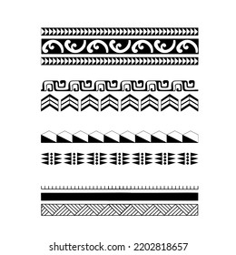 Polynesian armband tattoo stencil. Pattern samoan. Black and white texture. Vector illustration