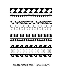 Polynesian armband tattoo stencil. Pattern samoan. Black and white texture. Vector illustration