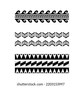 Polynesian armband tattoo stencil. Pattern samoan. Black and white texture. Vector illustration