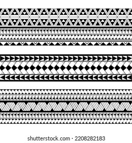 Polynesian armband tattoo stencil. Pattern samoan. Black and white texture. Vector illustration