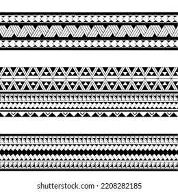 Polynesian armband tattoo stencil. Pattern samoan. Black and white texture. Vector illustration