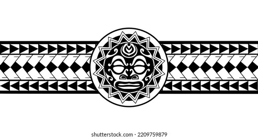 Polynesian armband tattoo stencil . Pattern samoan. Black and white texture. 