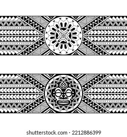 Polynesian armband tattoo stencil. Pattern samoan. Black and white texture. Vector illustration