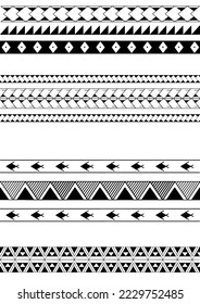 Polynesian armband tattoo stencil. Pattern samoan. Black and white texture. Vector illustration