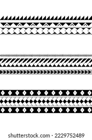 Polynesian armband tattoo stencil. Pattern samoan. Black and white texture. Vector illustration