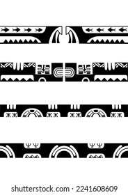 Polynesian armband tattoo stencil. Pattern samoan. Black and white texture. Vector illustration