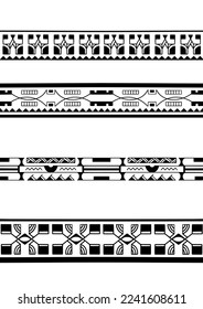 Polynesian armband tattoo stencil. Pattern samoan. Black and white texture. Vector illustration