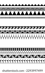 Polynesian armband tattoo stencil. Pattern samoan. Black and white texture. Vector illustration