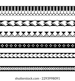 Polynesian armband tattoo stencil. Pattern samoan. Black and white texture. Vector illustration