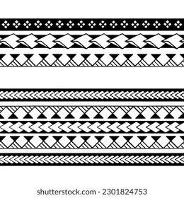 Polynesian armband tattoo stencil. Pattern samoan. Black and white texture. Vector illustration