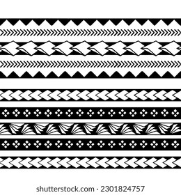 Polynesian armband tattoo stencil. Pattern samoan. Black and white texture. Vector illustration