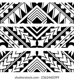 Polynesian armband tattoo stencil. Pattern samoan. Black and white texture. Vector illustration