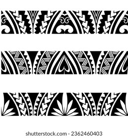 Polynesian armband tattoo stencil. Pattern samoan. Black and white texture. Vector illustration