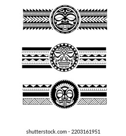 Polynesian Armband Tattoo Stencil Set Pattern Stock Vector (Royalty ...