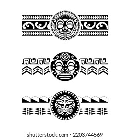 Polynesian Armband Tattoo Stencil Set Pattern Stock Vector Royalty   Polynesian Armband Tattoo Stencil Set 260nw 2203744569 