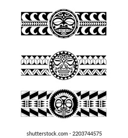 Polynesian Armband Tattoo Stencil Set Pattern Stock Vector Royalty   Polynesian Armband Tattoo Stencil Set 260nw 2203744575 