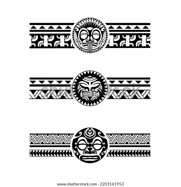 Polynesian Armband Tattoo Stencil Set Pattern Stock Vector (Royalty ...