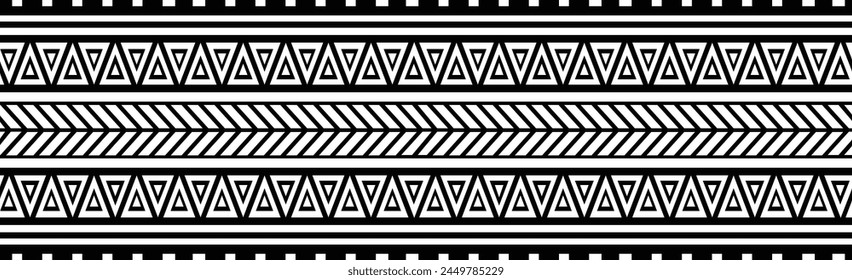 Polynesian art maori tribal tattoo band. Polynesian pattern tribal tattoo border.