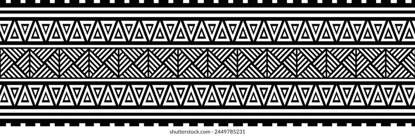 Polynesian art maori tribal tattoo band. Polynesian pattern tribal tattoo border.