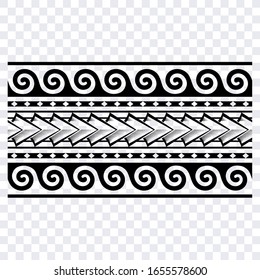 Polynesian Band Tattoo, Polynesian Border Seamless Ornament Stencil, Samoan Fabric Texture Template.