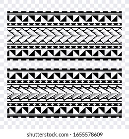 Polynesian Band Tattoo, Polynesian Border Seamless Ornament Stencil, Samoan Fabric Texture Template.