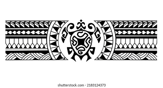 Polynesian border tattoo design.  Pattern aboriginal samoan. Black and white texture, isolated vector.