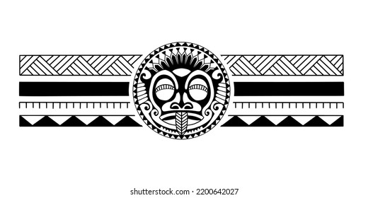 Polynesian border tattoo design.  Pattern aboriginal samoan. Black and white texture, isolated vector.